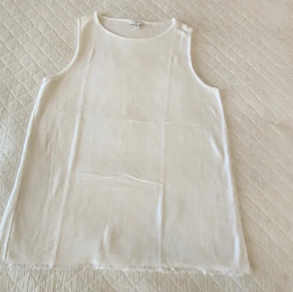 J. Jill Classic White Sleeveless Linen Blend Knit Top - Picture 3 of 7
